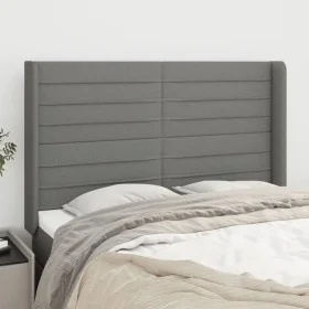 Headboard with dark gray fabric ears 147x16x118/128 cm by vidaXL, Headboards and footboards - Ref: Foro24-3119719, Price: 105...