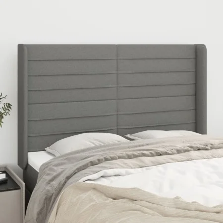 Headboard with dark gray fabric ears 147x16x118/128 cm by vidaXL, Headboards and footboards - Ref: Foro24-3119719, Price: 105...