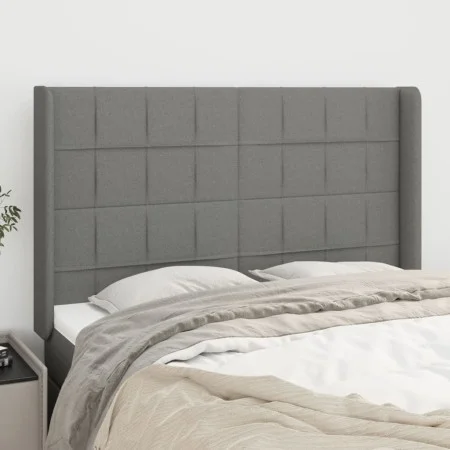 Headboard with dark gray fabric ears 147x16x118/128 cm by vidaXL, Headboards and footboards - Ref: Foro24-3119579, Price: 122...