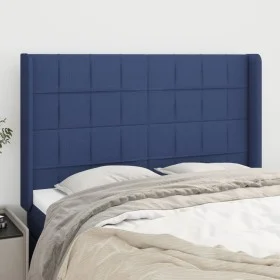 Headboard with blue fabric ears 147x16x118/128 cm by vidaXL, Headboards and footboards - Ref: Foro24-3119584, Price: 109,92 €...