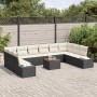 Conjunto de sofá de jardín con cojín 11 pcs Negro Poliratán