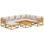Gartenmöbel-Set 8-teilig aus Massivholz und hellgrauen Kissen von vidaXL, Gartensets - Ref: Foro24-3155291, Preis: 898,41 €, ...