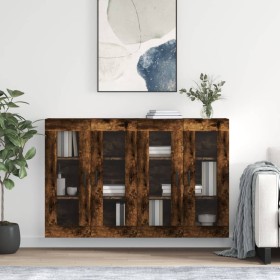 Armarios de pared 2 uds madera de ingeniería roble ahumado