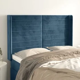 Headboard with dark blue velvet ears 147x16x118/128 cm by vidaXL, Headboards and footboards - Ref: Foro24-3119772, Price: 112...