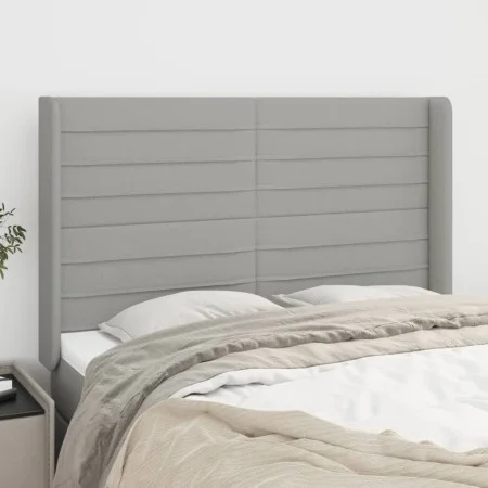 Headboard with light gray fabric ears 147x16x118/128 cm by vidaXL, Headboards and footboards - Ref: Foro24-3119718, Price: 12...