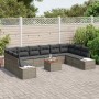 Conjunto de sofá de jardín con cojín 11 pcs Gris Poliratán