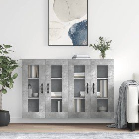 Armarios de pared 2 uds madera de ingeniería gris hormigón