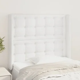 Headboard with white synthetic leather ears 103x16x118/128 cm by vidaXL, Headboards and footboards - Ref: Foro24-3119665, Pri...