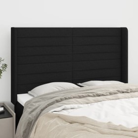 Kopfteil mit Ohren aus schwarzem Stoff, 147 x 16 x 118/128 cm von vidaXL, Kopf- und Fußteile - Ref: Foro24-3119720, Preis: 13...