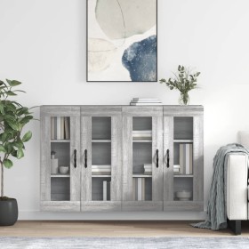 Armarios de pared 2 uds madera de ingeniería gris Sonoma