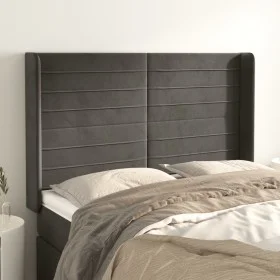 Kopfteil mit dunkelgrauen Samtohren 147x16x118/128 cm von vidaXL, Kopf- und Fußteile - Ref: Foro24-3119769, Preis: 106,98 €, ...