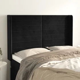 Kopfteil mit Ohren aus schwarzem Samt, 147 x 16 x 118/128 cm von vidaXL, Kopf- und Fußteile - Ref: Foro24-3119770, Preis: 89,...