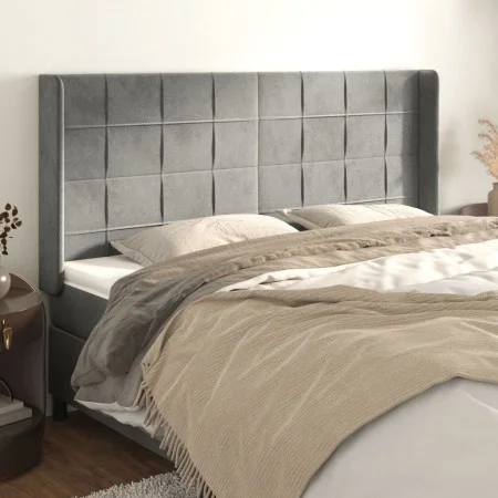 Headboard with light gray velvet ears 203x16x118/128 cm by vidaXL, Headboards and footboards - Ref: Foro24-3119646, Price: 11...