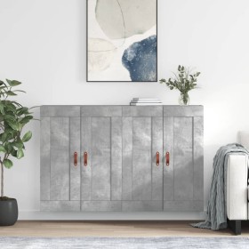Armarios de pared 2 uds madera de ingeniería gris hormigón
