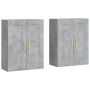 Armarios de pared 2 uds madera de ingeniería gris hormigón