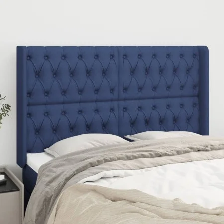 Headboard with blue fabric ears 163x16x118/128 cm by vidaXL, Headboards and footboards - Ref: Foro24-3119928, Price: 145,16 €...