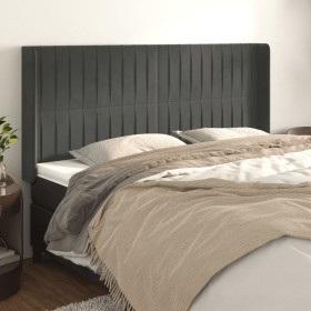Kopfteil mit dunkelgrauen Samtohren 163x16x118/128 cm von vidaXL, Kopf- und Fußteile - Ref: Foro24-3119873, Preis: 126,24 €, ...