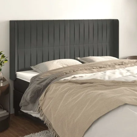 Headboard with dark gray velvet ears 163x16x118/128 cm by vidaXL, Headboards and footboards - Ref: Foro24-3119873, Price: 120...