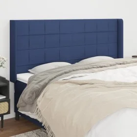 Headboard with blue fabric ears 203x16x118/128 cm by vidaXL, Headboards and footboards - Ref: Foro24-3119608, Price: 120,25 €...