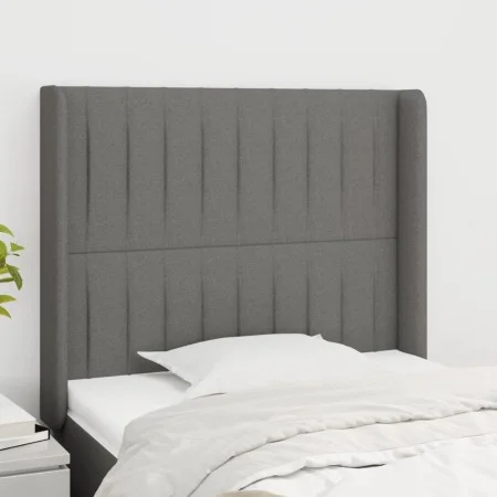 Headboard with dark gray fabric ears 93x16x118/128 cm by vidaXL, Headboards and footboards - Ref: Foro24-3119801, Price: 73,1...