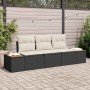 Conjunto de sofá de jardín con cojín 3 pcs Negro Poliratán