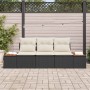 Conjunto de sofá de jardín con cojín 3 pcs Negro Poliratán