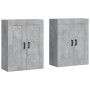 Armarios de pared 2 uds madera de ingeniería gris hormigón
