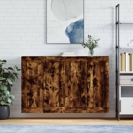 Armarios de pared 2 uds madera de ingeniería roble ahumado