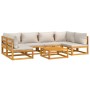Gartenmöbel-Set 7-teilig aus Massivholz und hellgrauen Kissen von vidaXL, Gartensets - Ref: Foro24-3155298, Preis: 738,98 €, ...