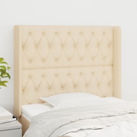 Headboard with cream fabric ears 103x16x118/128 cm by vidaXL, Headboards and footboards - Ref: Foro24-3119911, Price: 93,15 €...