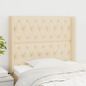 Headboard with cream fabric ears 103x16x118/128 cm by vidaXL, Headboards and footboards - Ref: Foro24-3119911, Price: 89,29 €...