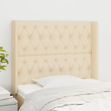 Headboard with cream fabric ears 103x16x118/128 cm by vidaXL, Headboards and footboards - Ref: Foro24-3119911, Price: 89,29 €...