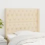Headboard with cream fabric ears 103x16x118/128 cm by vidaXL, Headboards and footboards - Ref: Foro24-3119911, Price: 89,29 €...