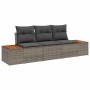 Conjunto de sofá de jardín con cojín 3 pcs Gris Poliratán