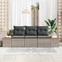 Conjunto de sofá de jardín con cojín 3 pcs Gris Poliratán