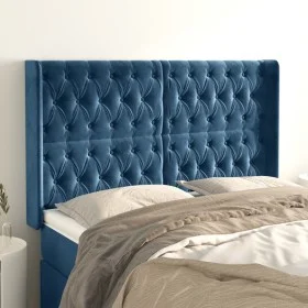 Headboard with dark blue velvet ears 163x16x118/128 cm by vidaXL, Headboards and footboards - Ref: Foro24-3119974, Price: 147...