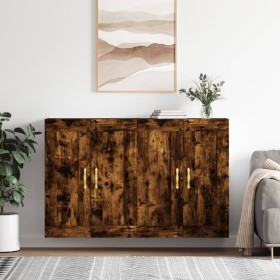 Armarios de pared 2 uds madera de ingeniería roble ahumado
