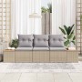 Conjunto de sofá de jardín con cojín 3 pcs Beige Poliratán