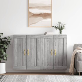 Armarios de pared 2 uds madera de ingeniería gris Sonoma