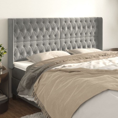 Kopfteil mit hellgrauen Samtohren 203x16x118/128 cm von vidaXL, Kopf- und Fußteile - Ref: Foro24-3119982, Preis: 164,54 €, Ra...