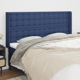 Headboard with blue fabric ears 183x16x118/128 cm by vidaXL, Headboards and footboards - Ref: Foro24-3120034, Price: 130,62 €...