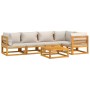 Gartenmöbel-Set 6-teilig aus Massivholz und hellgrauen Kissen von vidaXL, Gartensets - Ref: Foro24-3155301, Preis: 646,73 €, ...