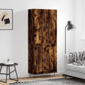 Aparador alto madera contrachapada roble ahumado 69,5x34x180 cm