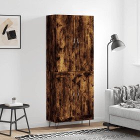 Aparador alto madera contrachapada roble ahumado 69,5x34x180 cm