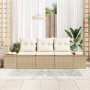 Conjunto de sofá de jardín con cojín 3 pcs Beige Poliratán
