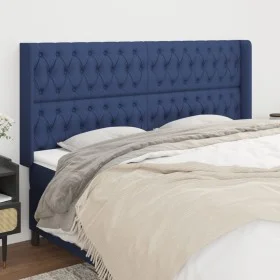 Headboard with blue fabric ears 203x16x118/128 cm by vidaXL, Headboards and footboards - Ref: Foro24-3119944, Price: 149,88 €...