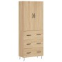 Aparador alto madera contrachapada color roble 69,5x34x180 cm