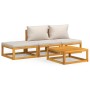 Gartenmöbel-Set 4-teilig aus Massivholz und hellgrauen Kissen von vidaXL, Gartensets - Ref: Foro24-3155303, Preis: 372,14 €, ...
