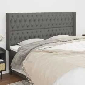 Headboard with dark gray fabric ears 203x16x118/128 cm by vidaXL, Headboards and footboards - Ref: Foro24-3119939, Price: 136...