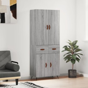 Aparador alto madera contrachapada gris sonoma 69,5x34x180 cm
